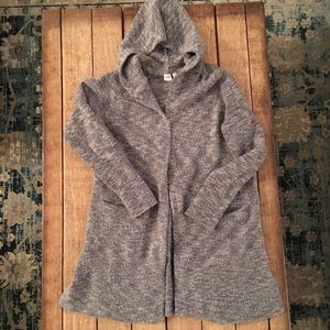 Gap gray boucle cardigan with hood and pockets